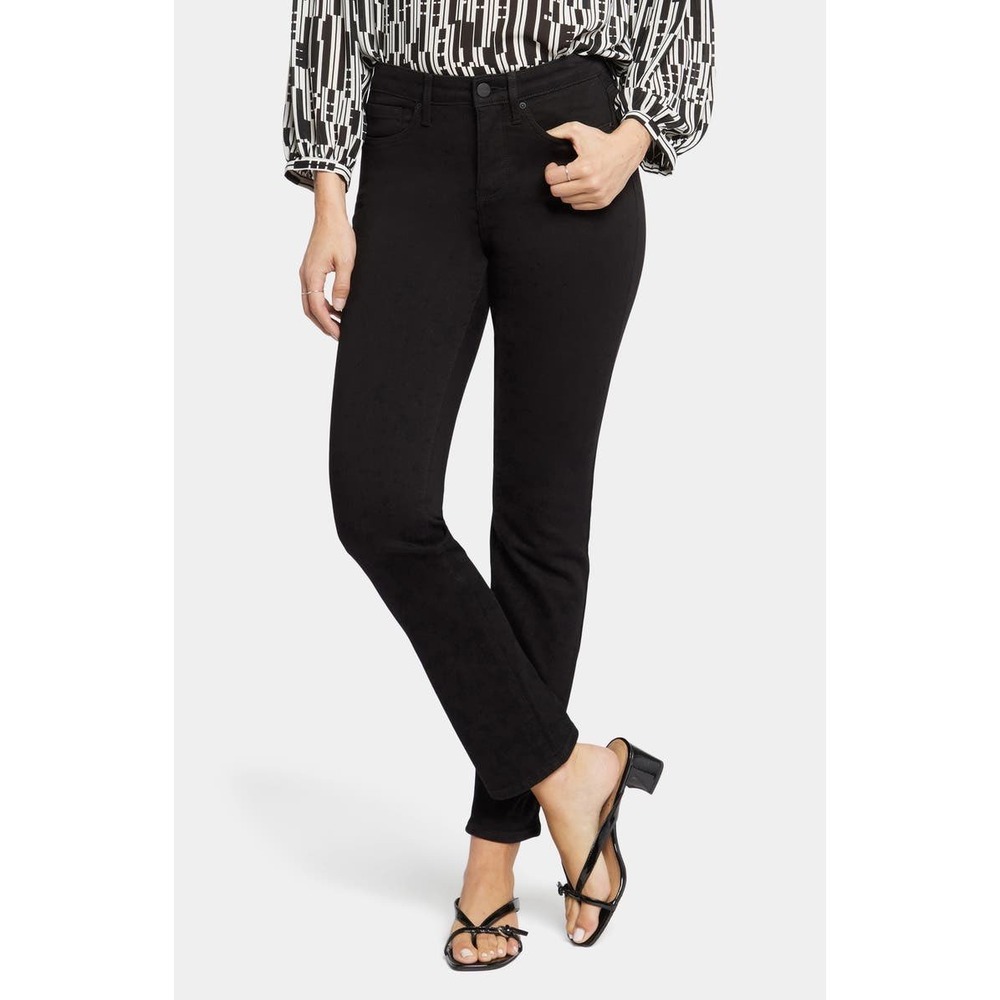 NYDJ Sheri Slim Straight Black Jeans Size 12 New With Tags